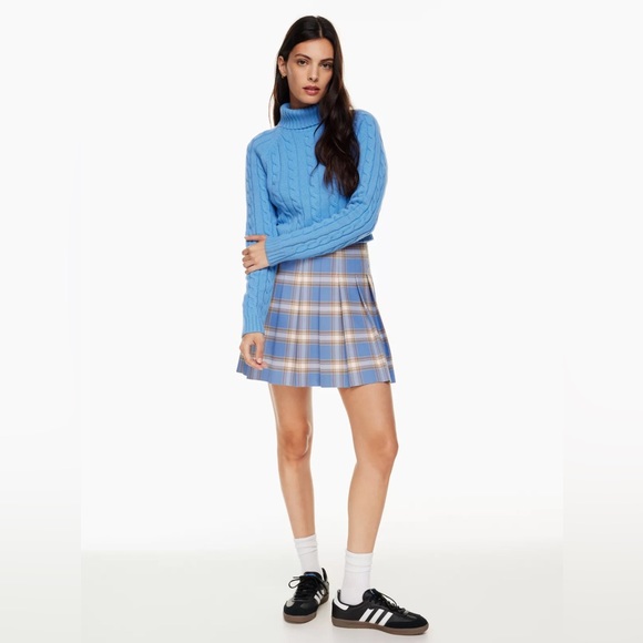 LIKE NEW! Sunday Best Pleated Mini Skirt - Light Green Plaid, Size 8 - Picture 4 of 4